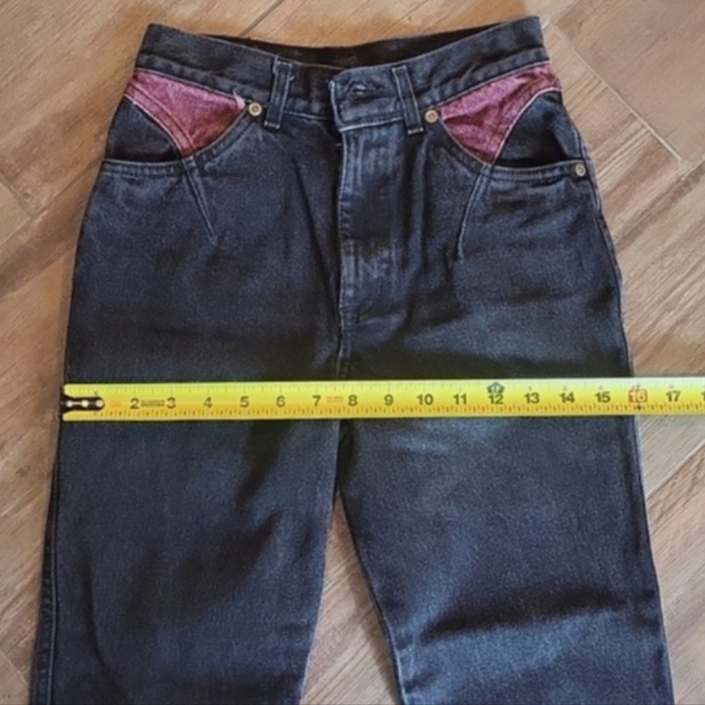 Girl's 12/14 Vintage Chic Kids Perfectly Faded Black Denim High Rise Jeans - Picture 10 of 12